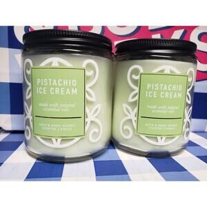 BBW Pistachio Ice Cream 2 Single Wick Candle Home Fragrance Decor